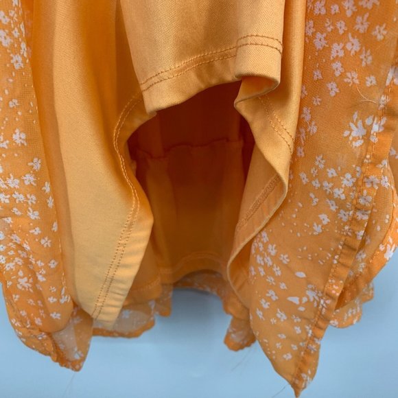 Sienna Sky Dress Orange White Floral Print Halter Neck Sleeveless - Picture 7 of 12